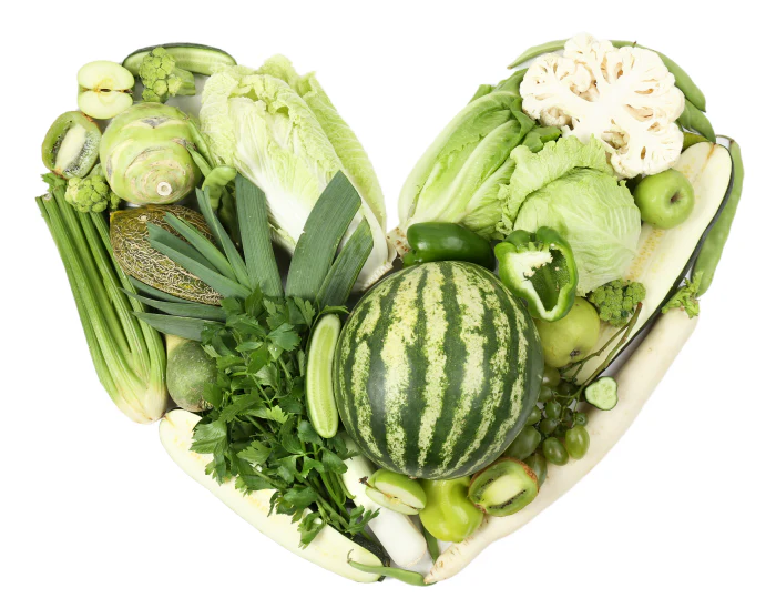 Green vegetables and Fruits